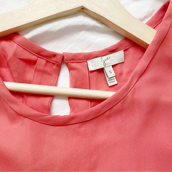Joie Hot Pink Silk Capped Sleeve Pocket Tee - Picture 5 of 10